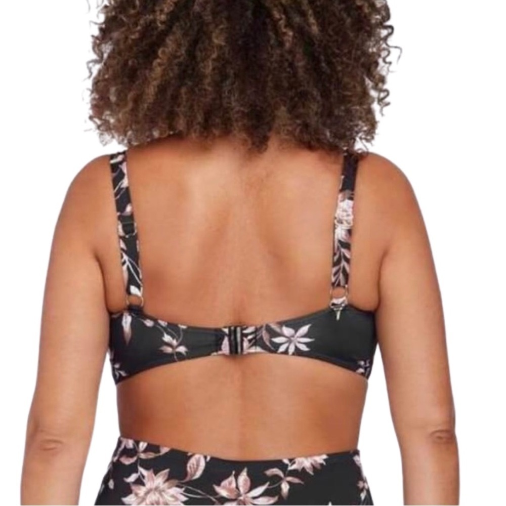 Artesands Delacroix Cross Front Floral D-Cup & Up Bikini Top in Black Size 8 - Picture 6 of 12